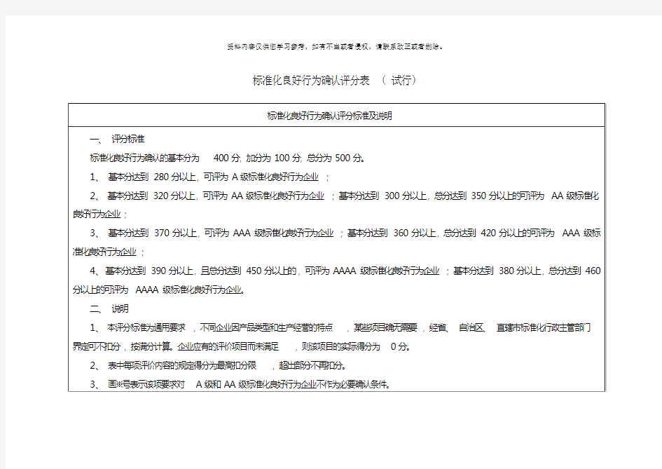 企业标准体系评分表样本