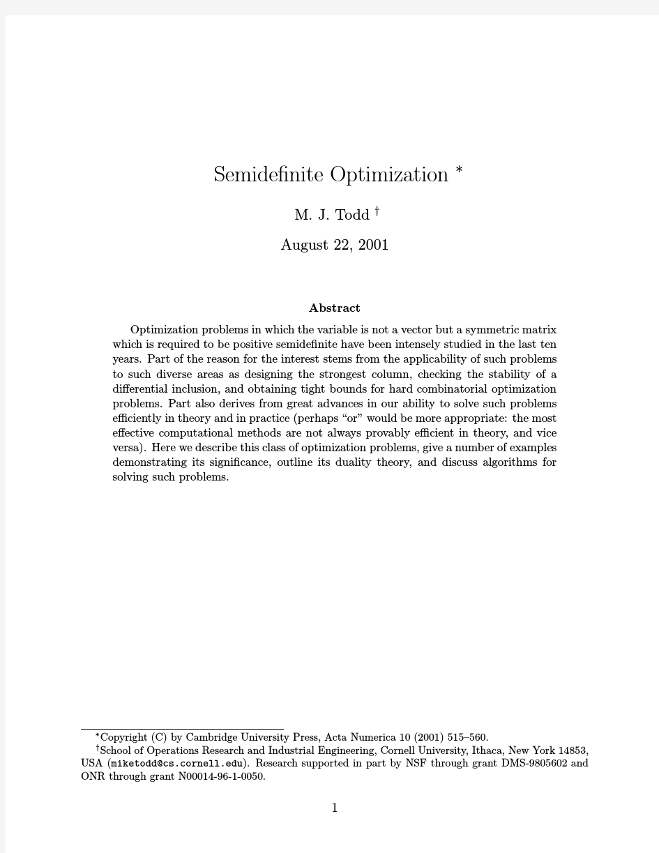 Semidefinite Optimization #