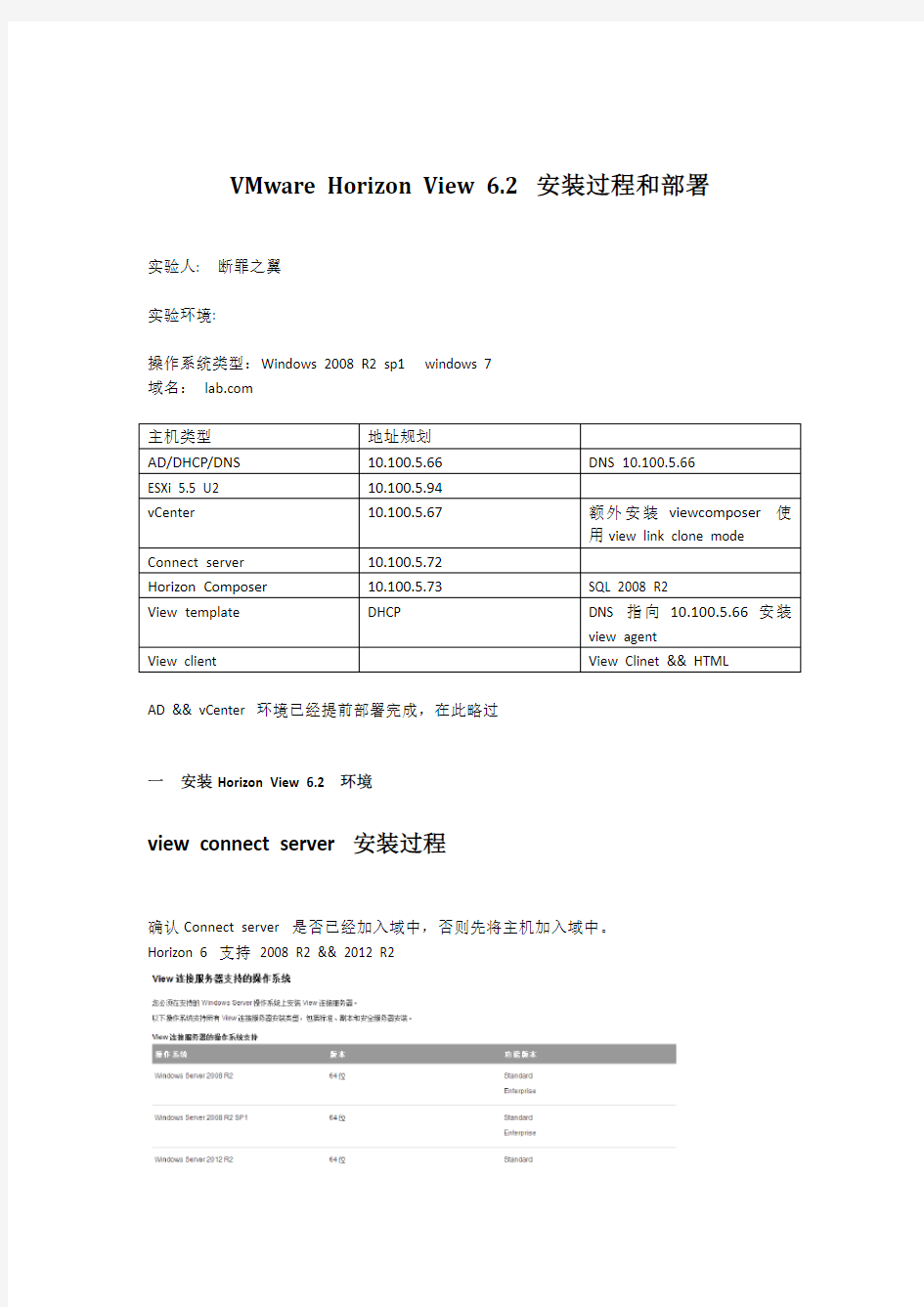 VMware Horizon View6.2 安装和部署