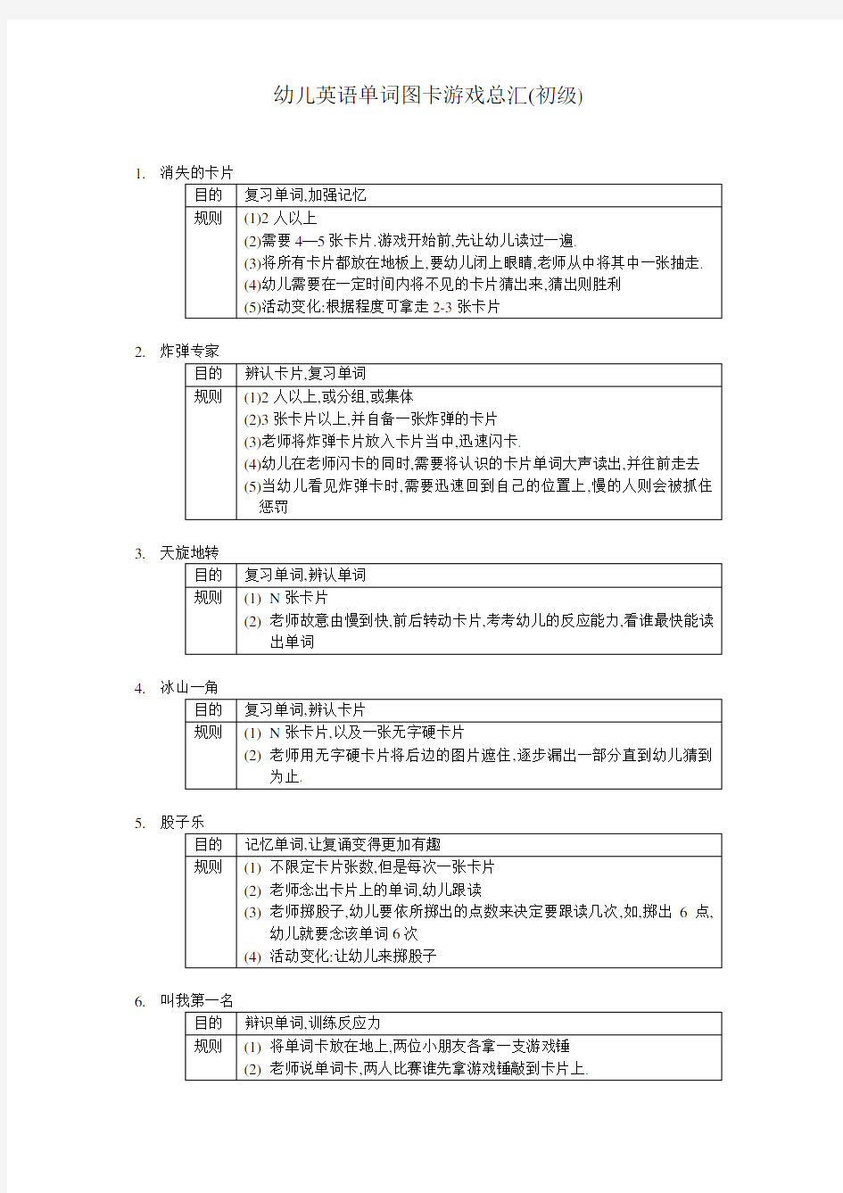 幼儿英语单词图卡游戏总汇