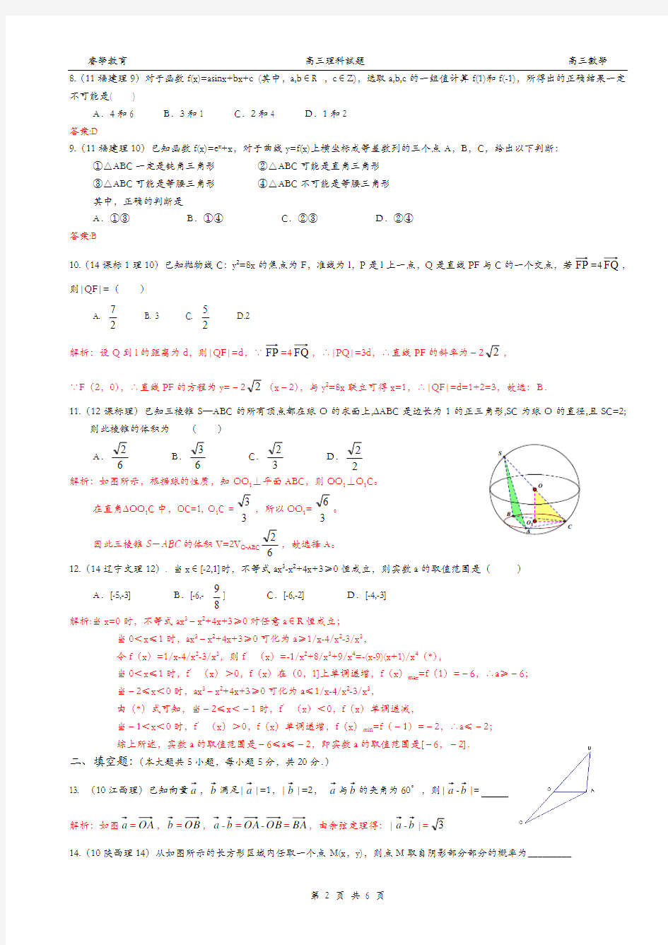 2016高考全国课标卷理科数学模拟试题一及详解