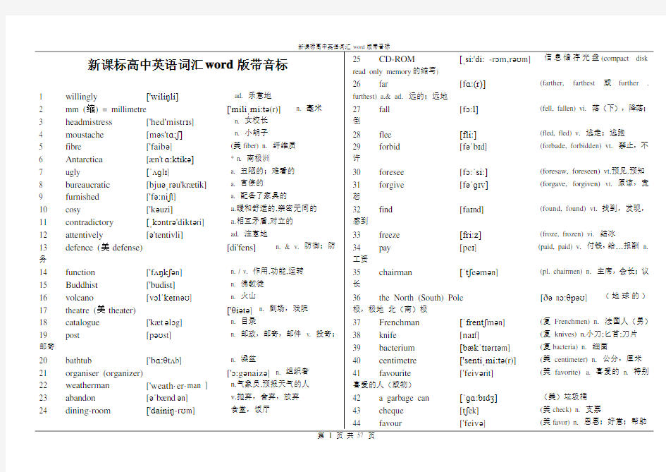 新课标高中英语单词乱序版(完整音标)