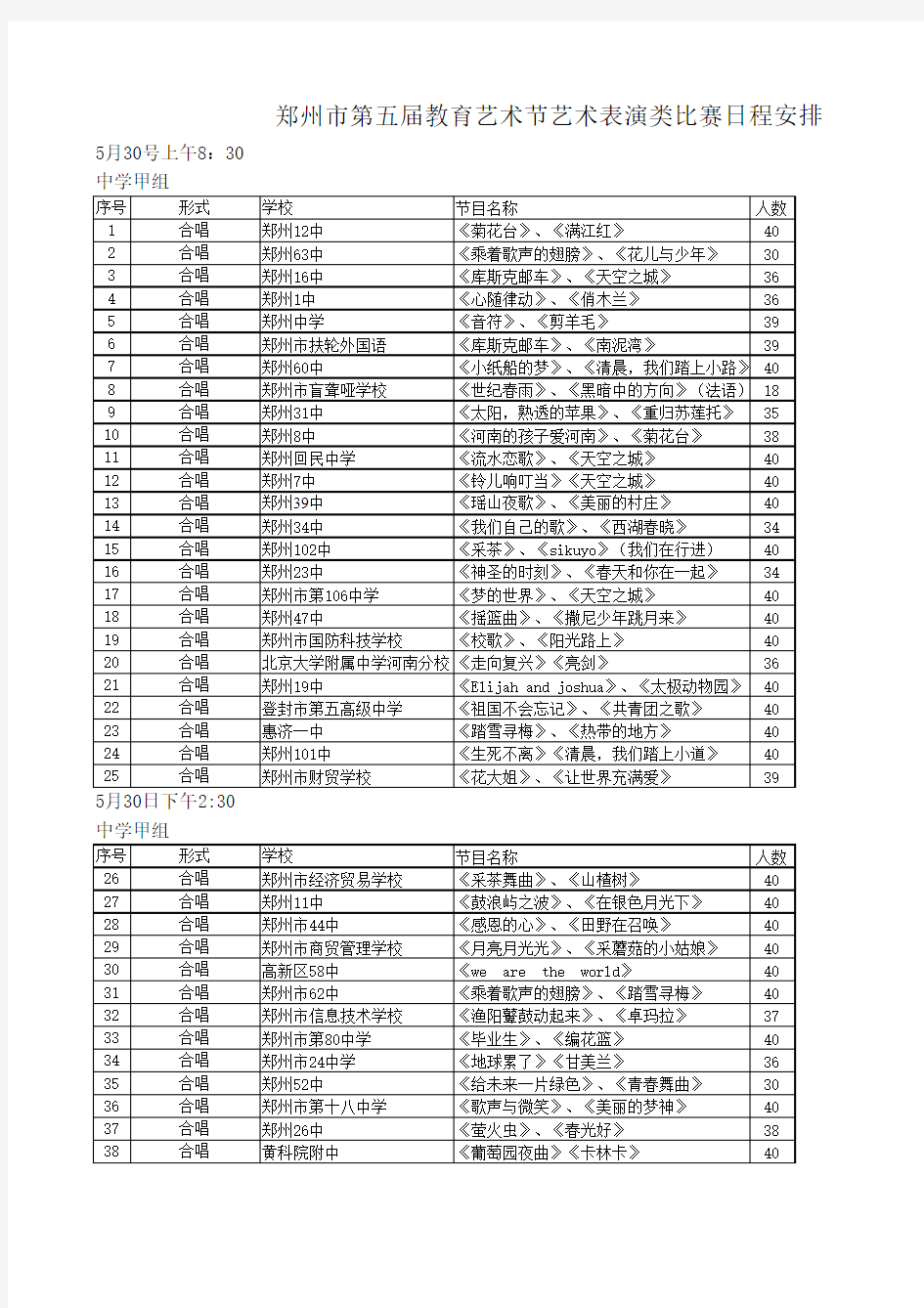 日程安排xls - 郑州市教育局欢迎您的访问