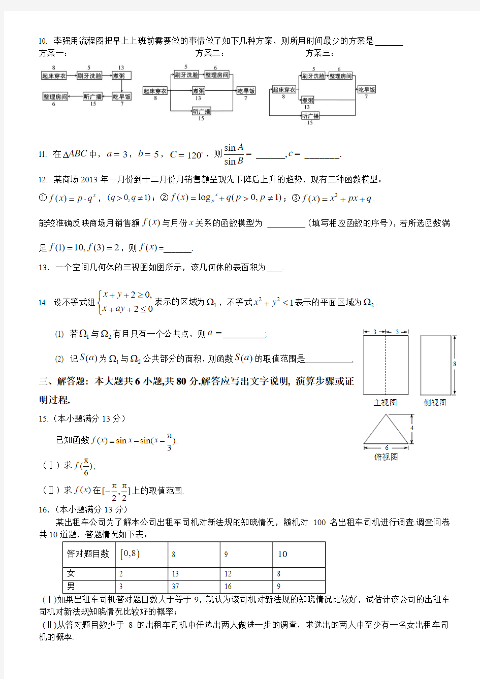 2014海淀区高三文科一模