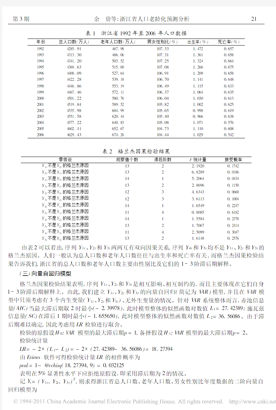 浙江省人口老龄化预测分析