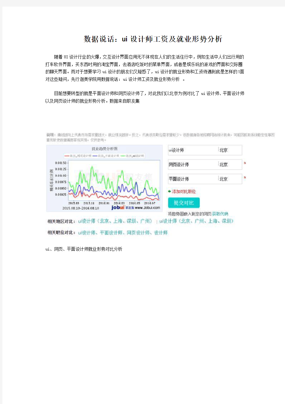 数据说话：ui设计师工资及就业形势分析