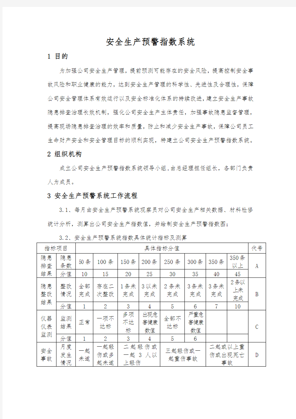 安全生产预警指数系统