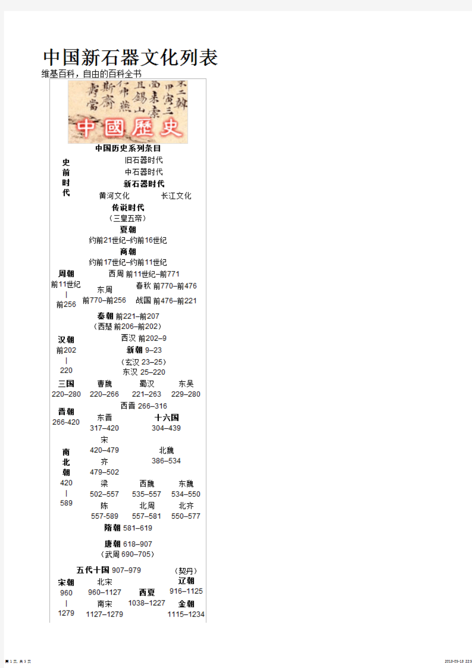 中国新石器文化列表