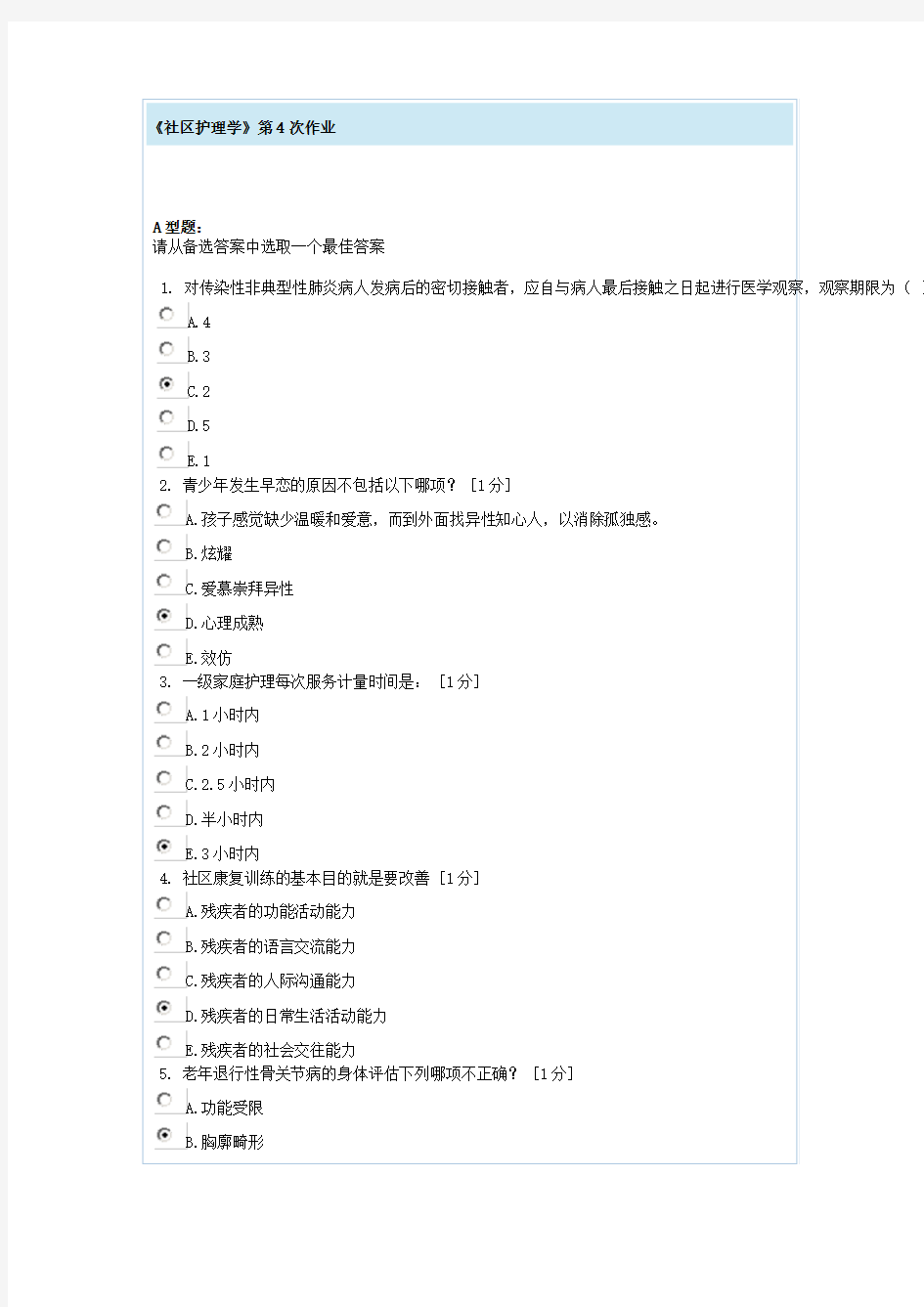 社区护理学第4次作业