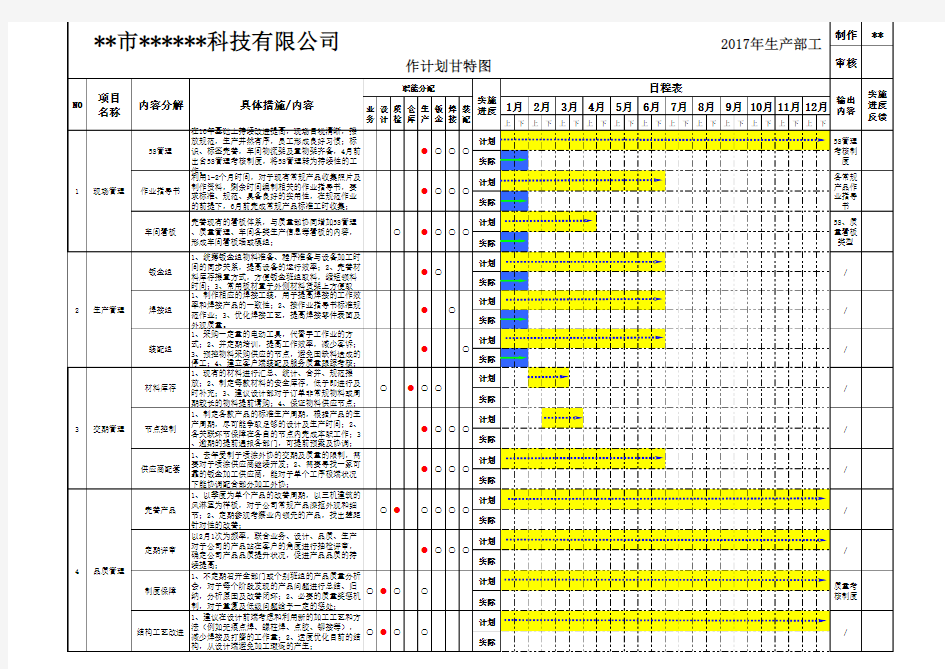 2017年度工作计划推进表甘特图