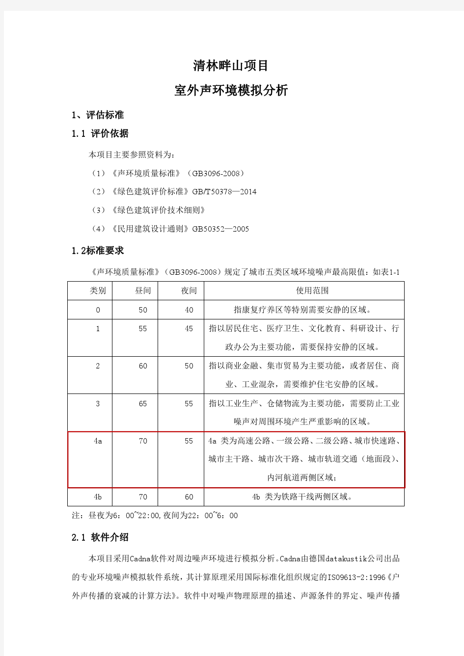 室外声环境模拟分析报告