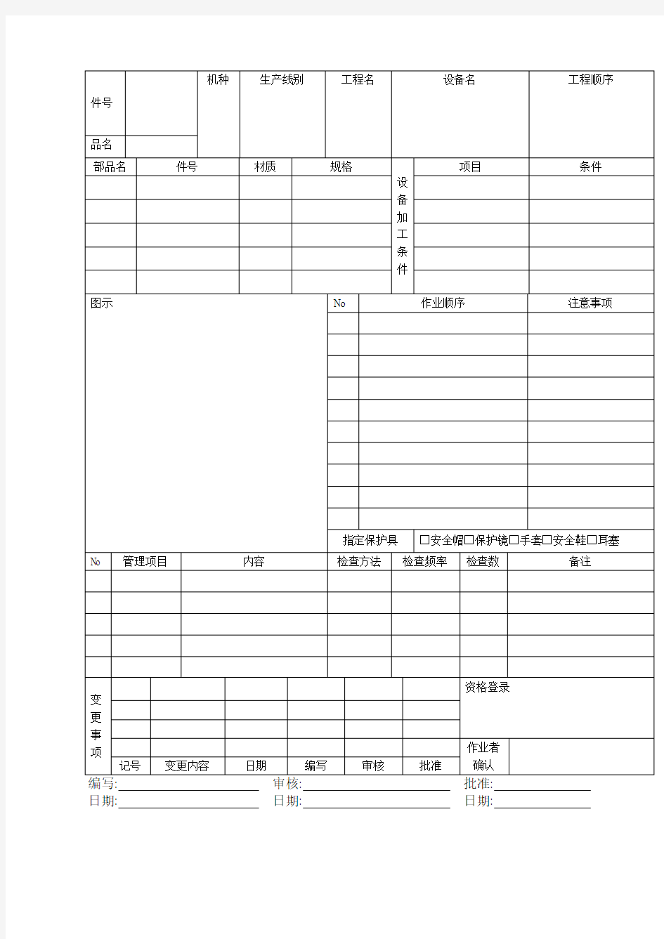 作业标准书表格格式