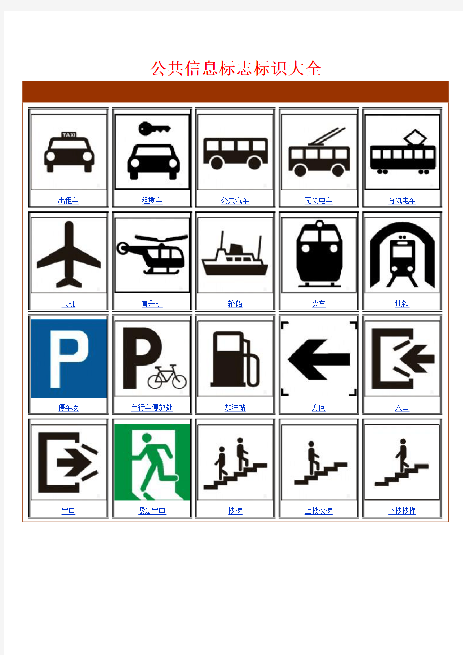 公共信息标志标识大全