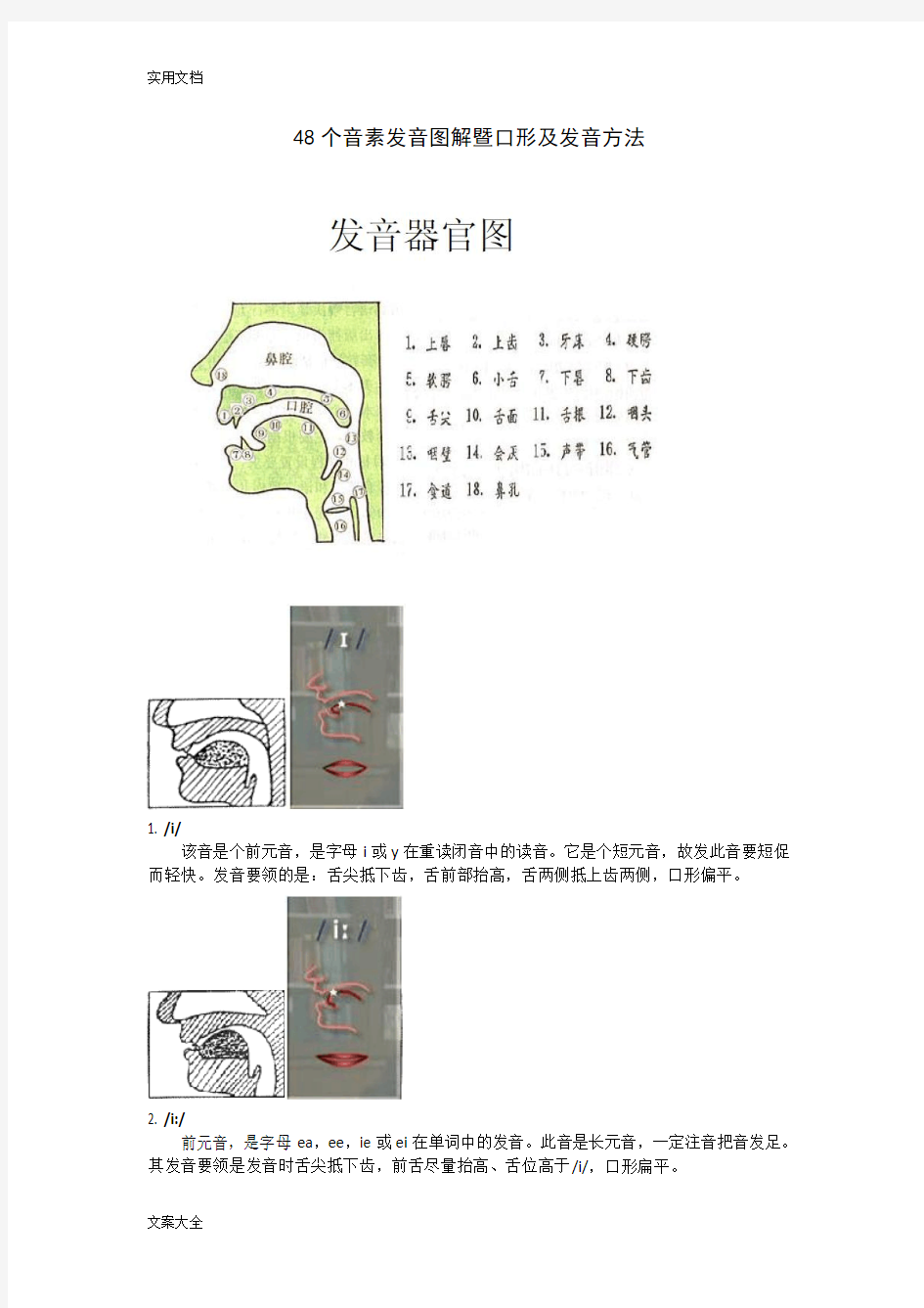 英语国际音标发音舌位图详解及发音方法大全12143