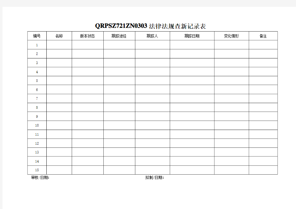 QRPSZ721ZN0303法律法规查新记录表