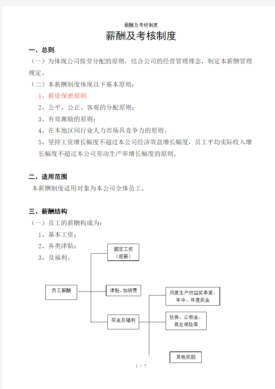 薪酬及考核制度