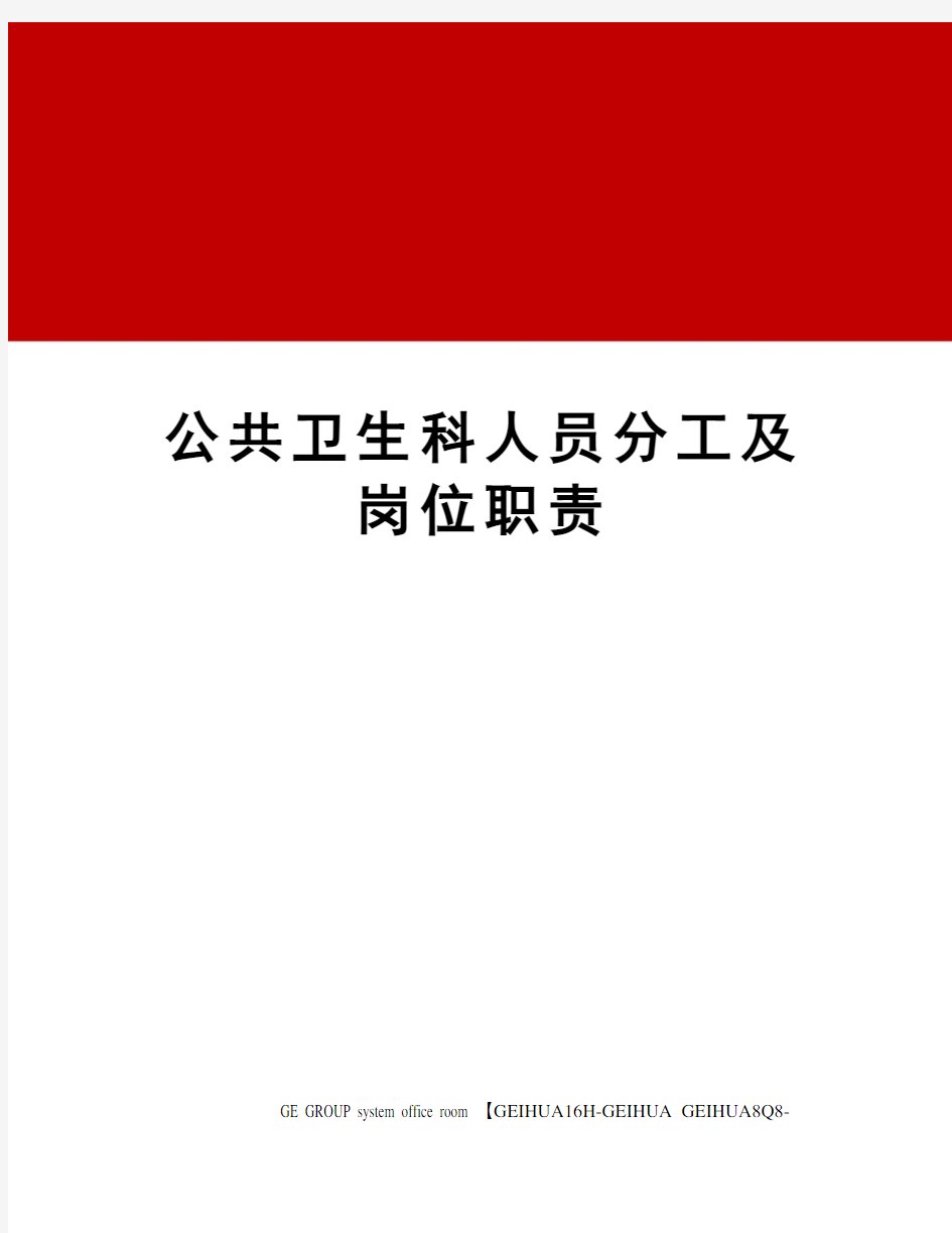 公共卫生科人员分工及岗位职责精编版