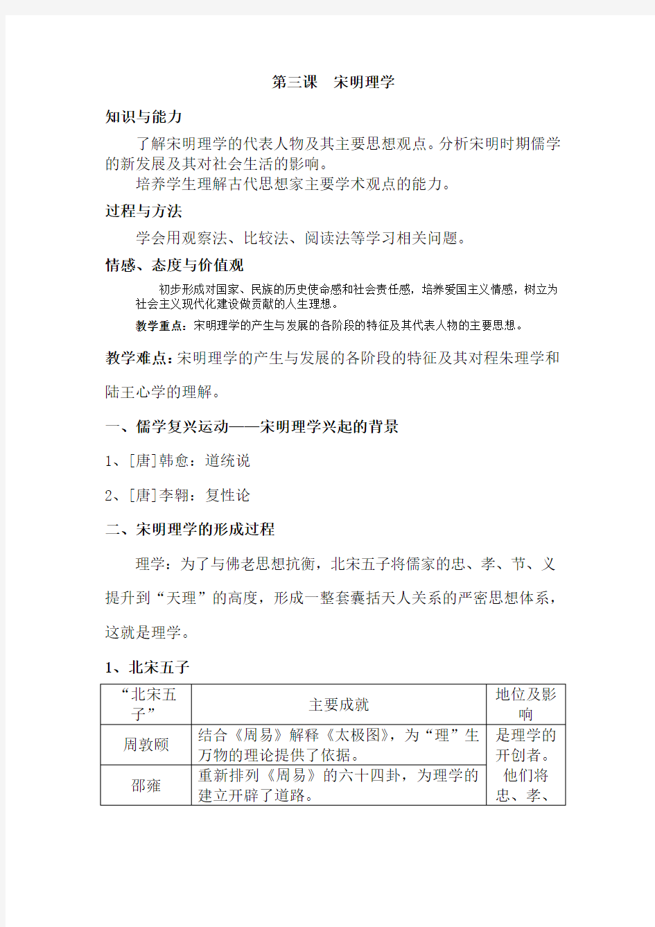 宋明理学教案1