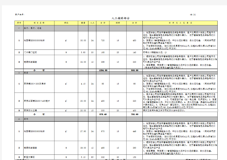 最新装修全包报价(标准模板)