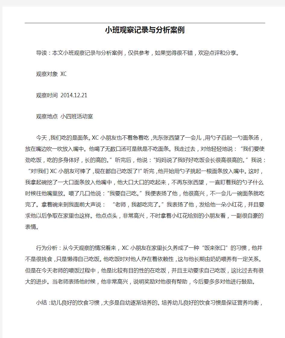 小班观察记录与分析案例