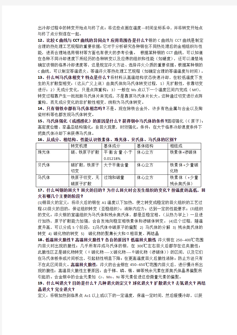 北京科技大学金属学与热处理期末考试资料
