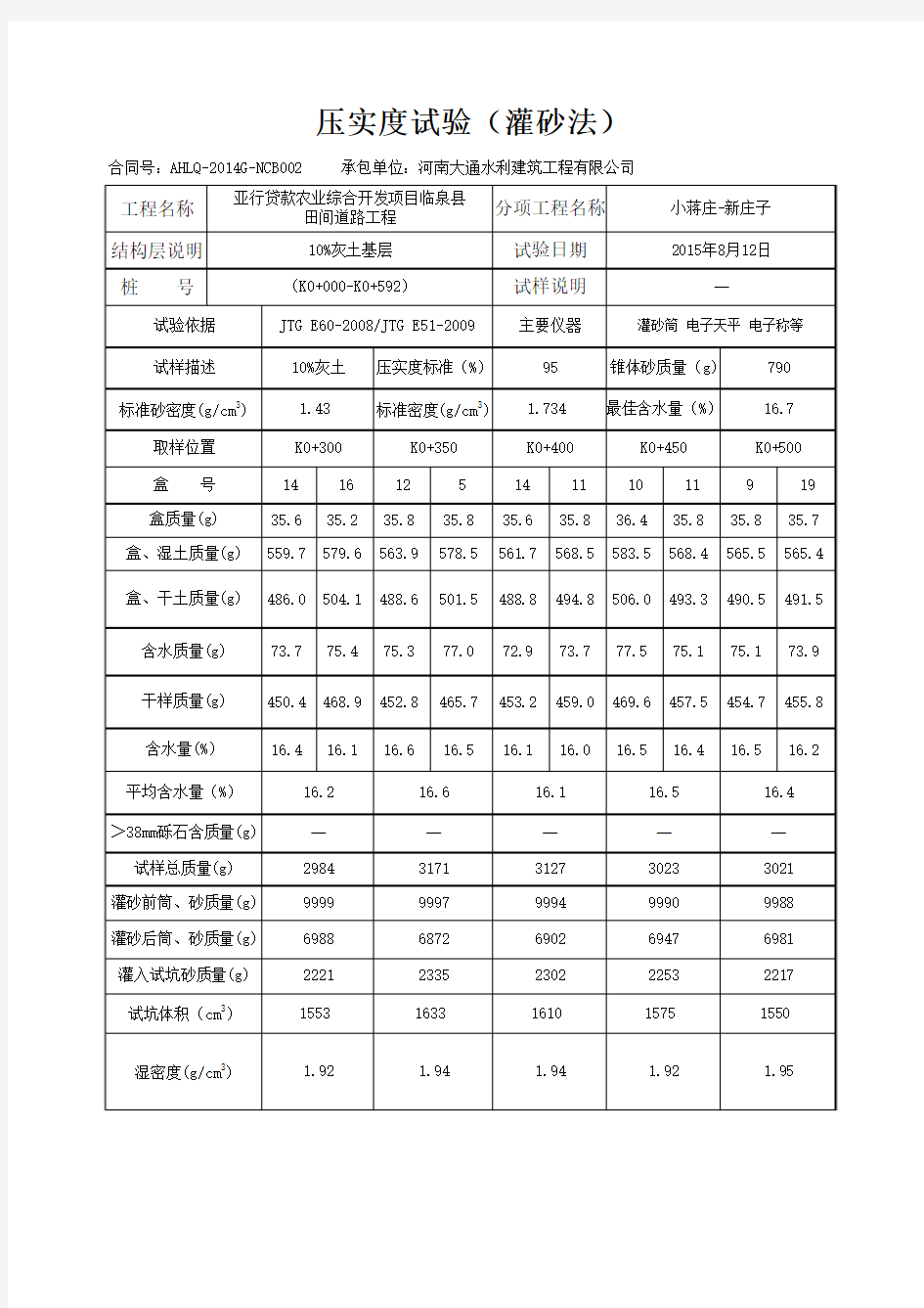 压实度试验(灌砂法)_自动计算程序