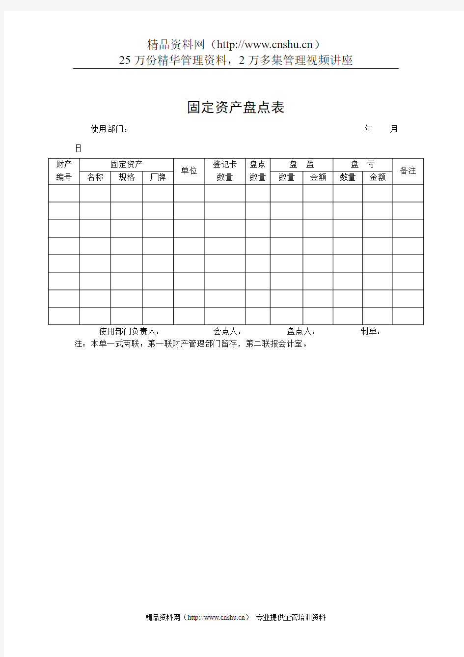 某公司固定资产盘点表