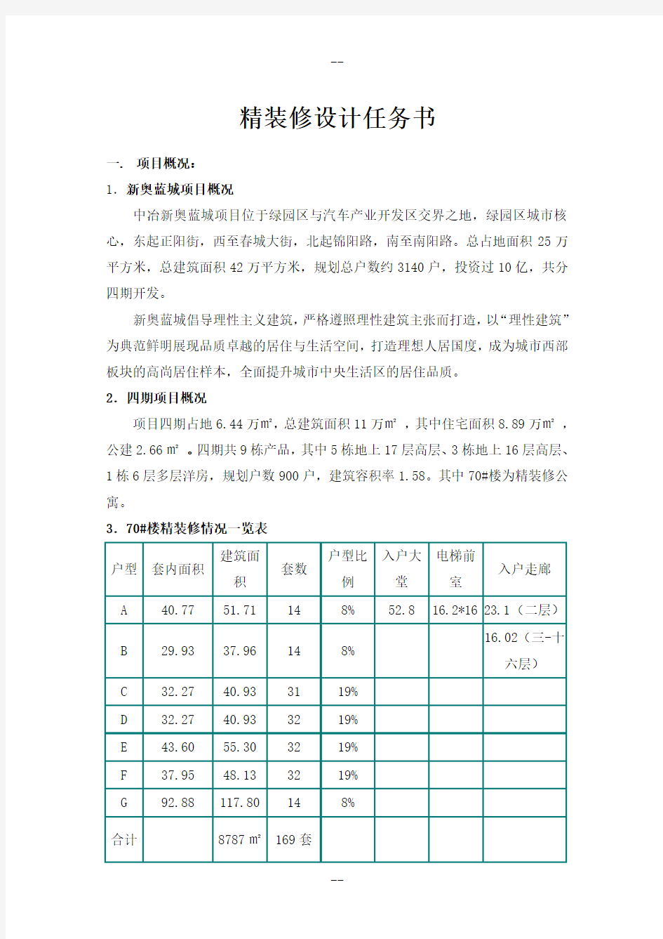 精装修设计任务书