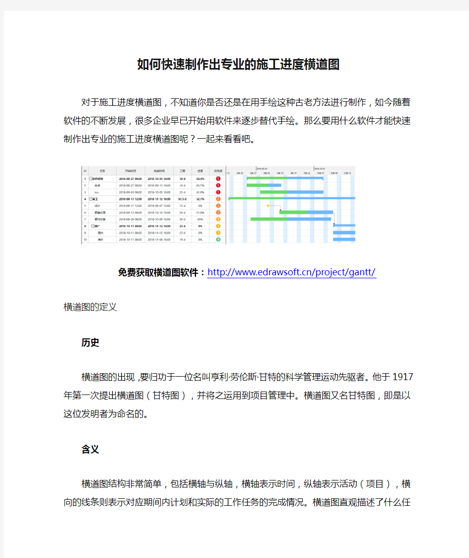 如何快速制作出专业的施工进度横道图