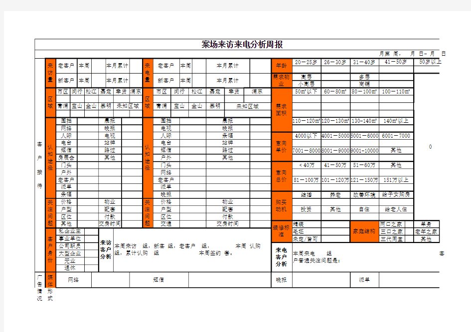 项目周报表模板