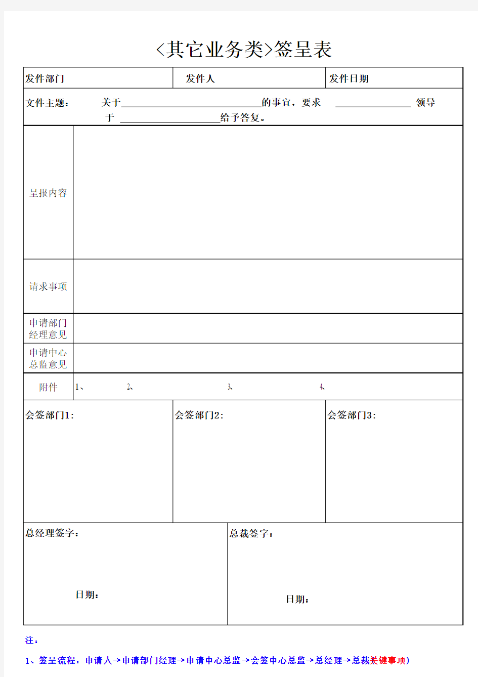 其它业务类+签呈表