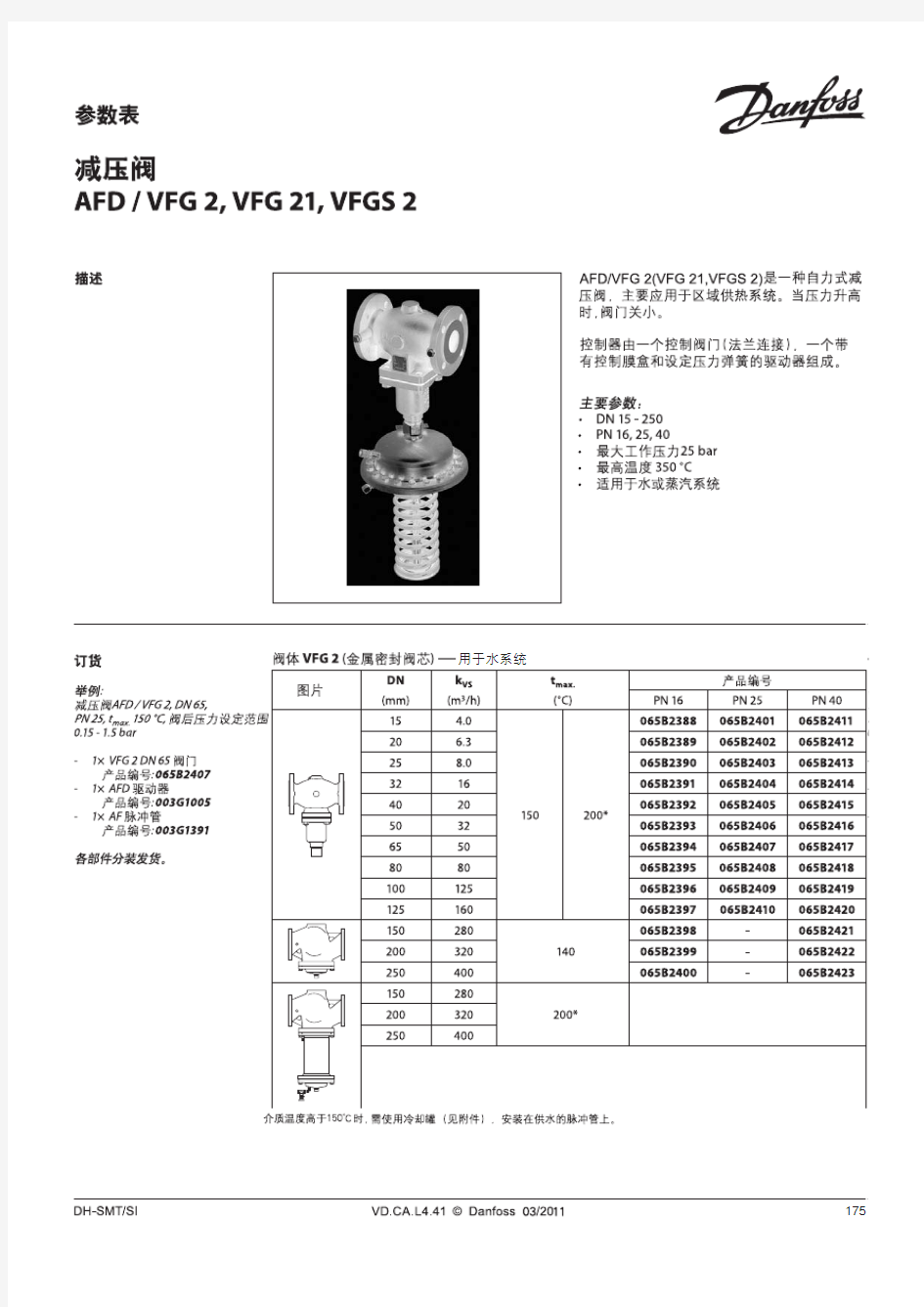 Danfoss-AFD减压阀样本