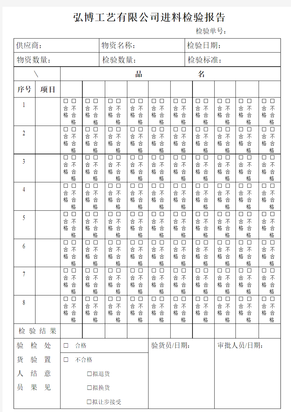 进料检验表格2