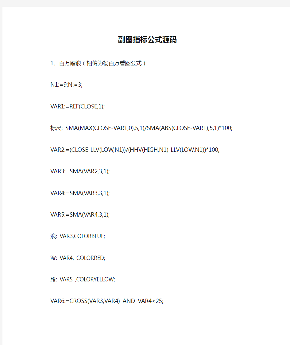 通达信副图指标公式源码大全