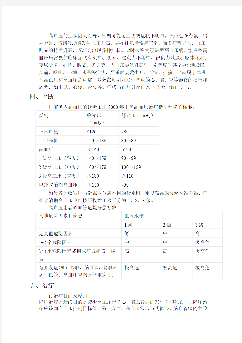 高血压的诊断标准及治疗