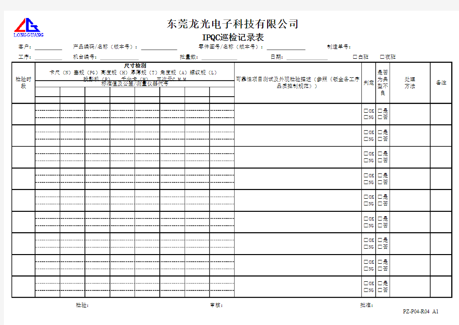 PZ-P04-R04A1 IPQC巡检记录表