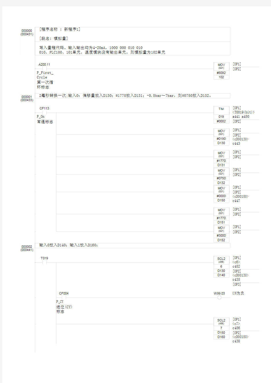 欧姆龙PLC模拟量程序