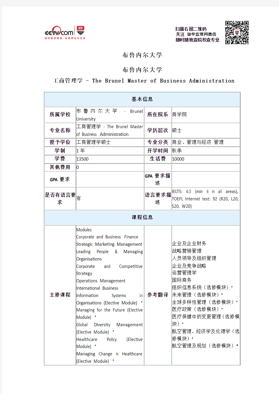 布鲁内尔大学工商管理学硕士