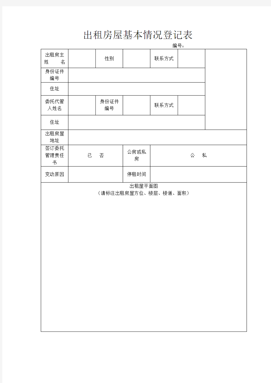 出租房屋基本情况登记表