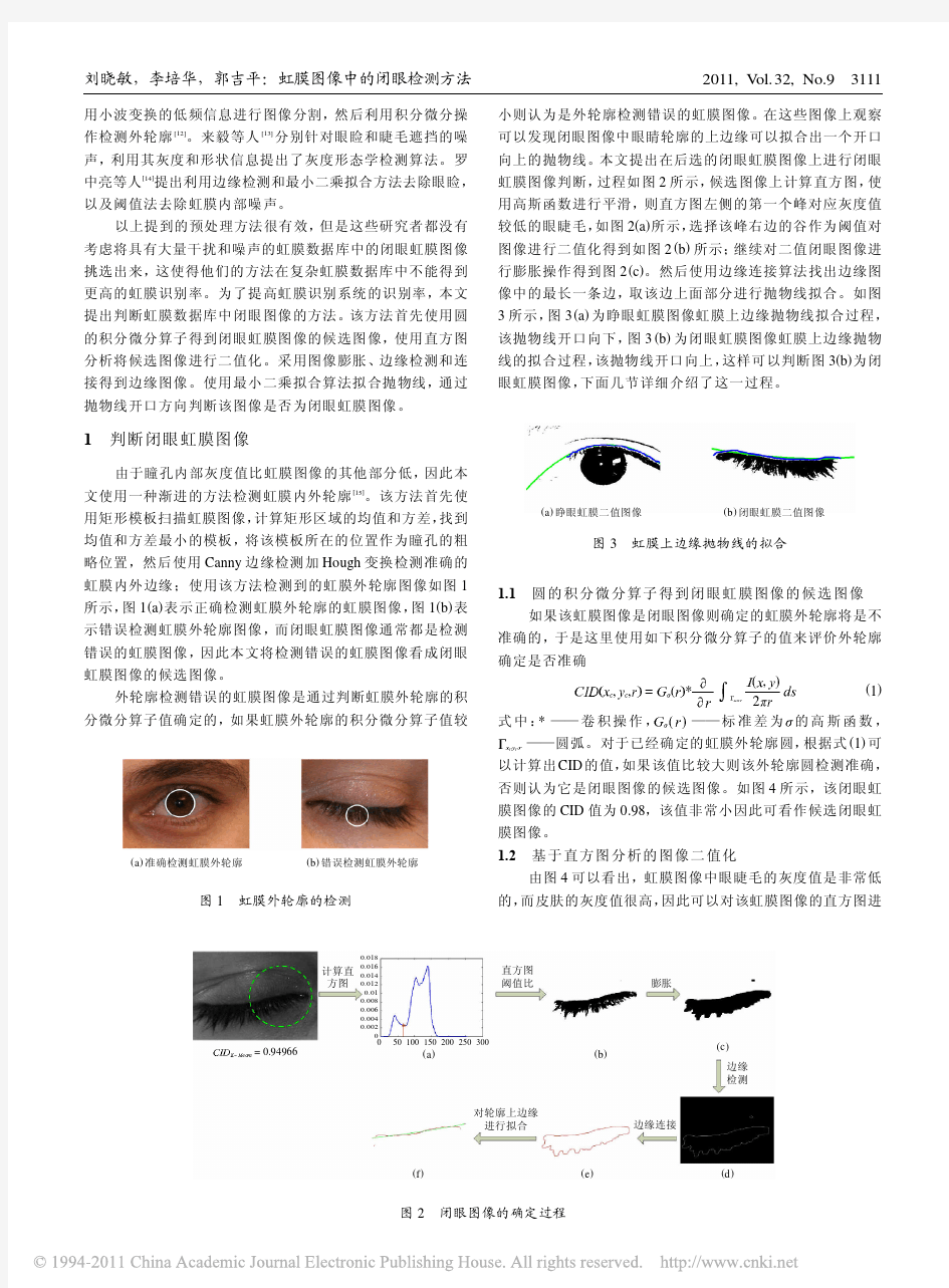 虹膜图像中的闭眼检测方法