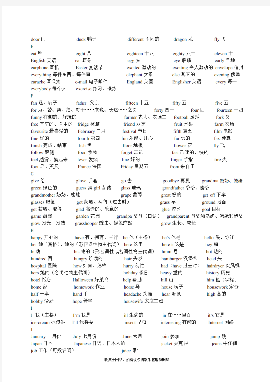 最新上海版牛津小学英语词汇表(1-5年级)