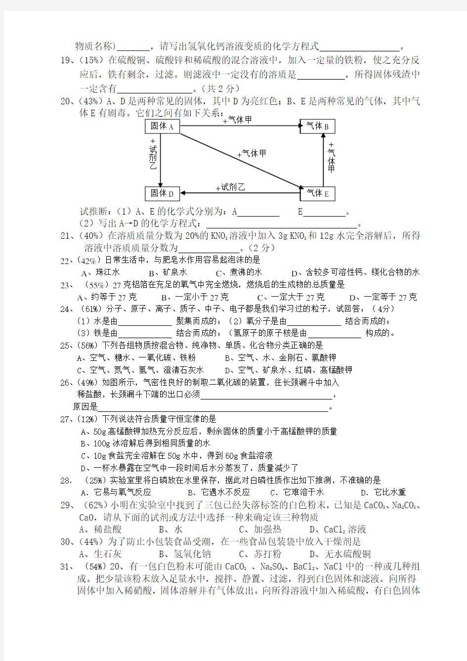 最全最完整初三化学易错题集 