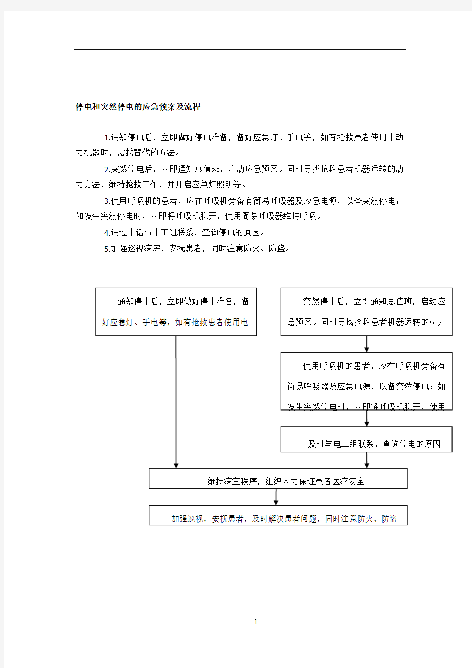 停电和突然停电的应急预案及流程