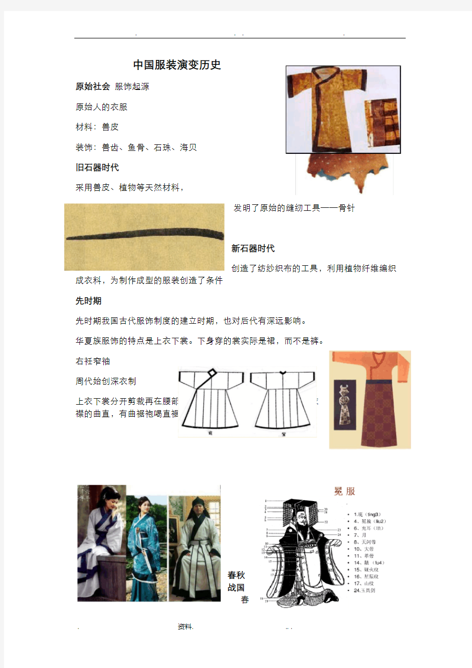 中国服装详细演变历史