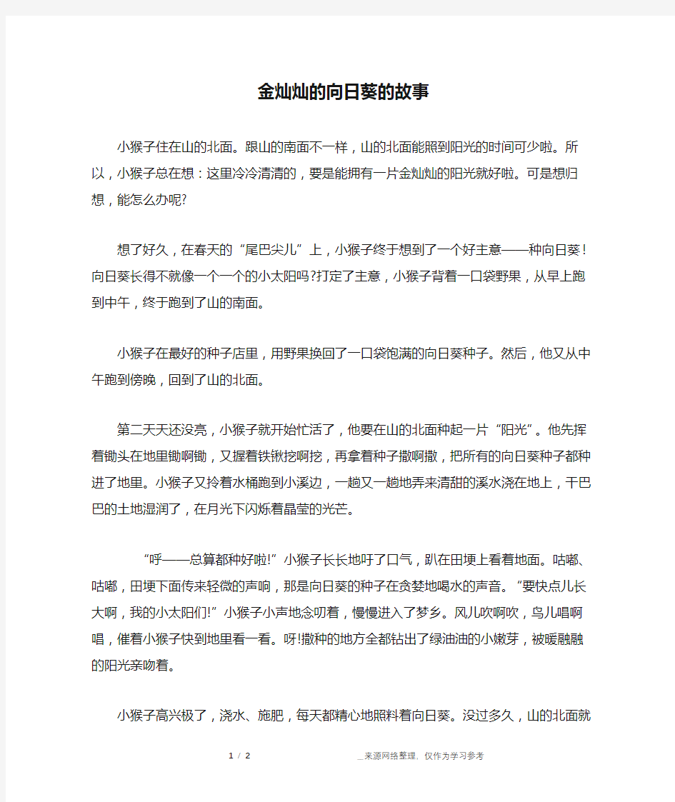 金灿灿的向日葵的故事