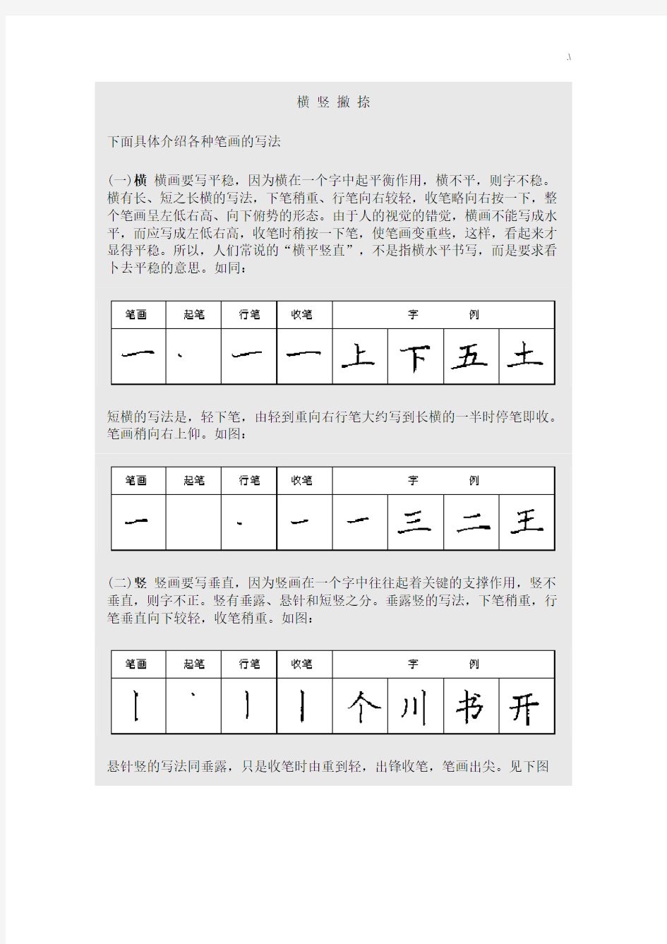 28种基本笔画例字