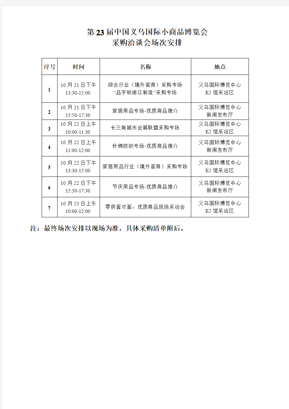 2017年采购洽谈会采购清单-中国义乌国际小商品博览会