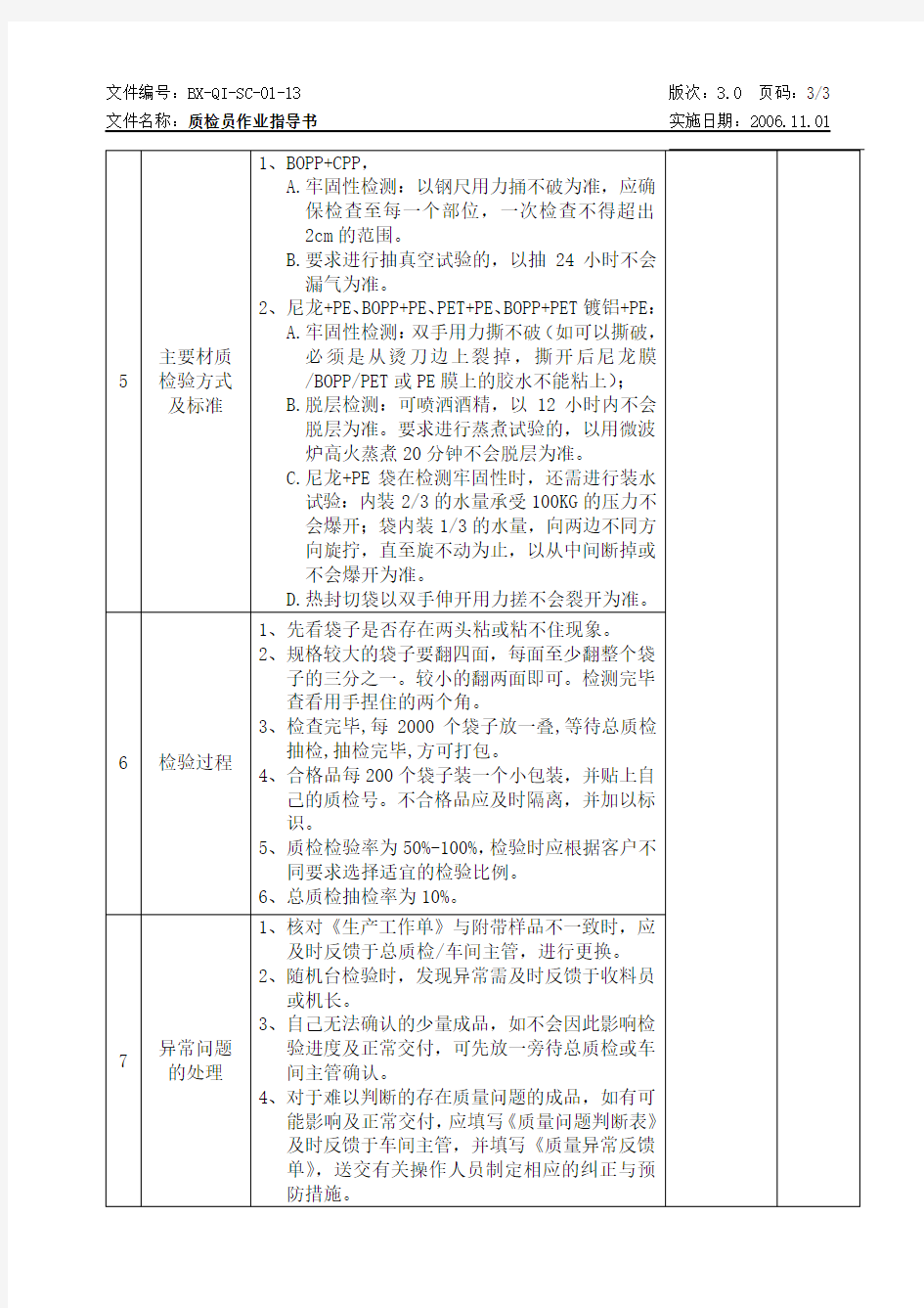 M 质检员作业指导书