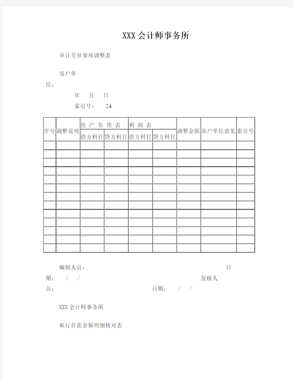 审计工作底稿(模板)