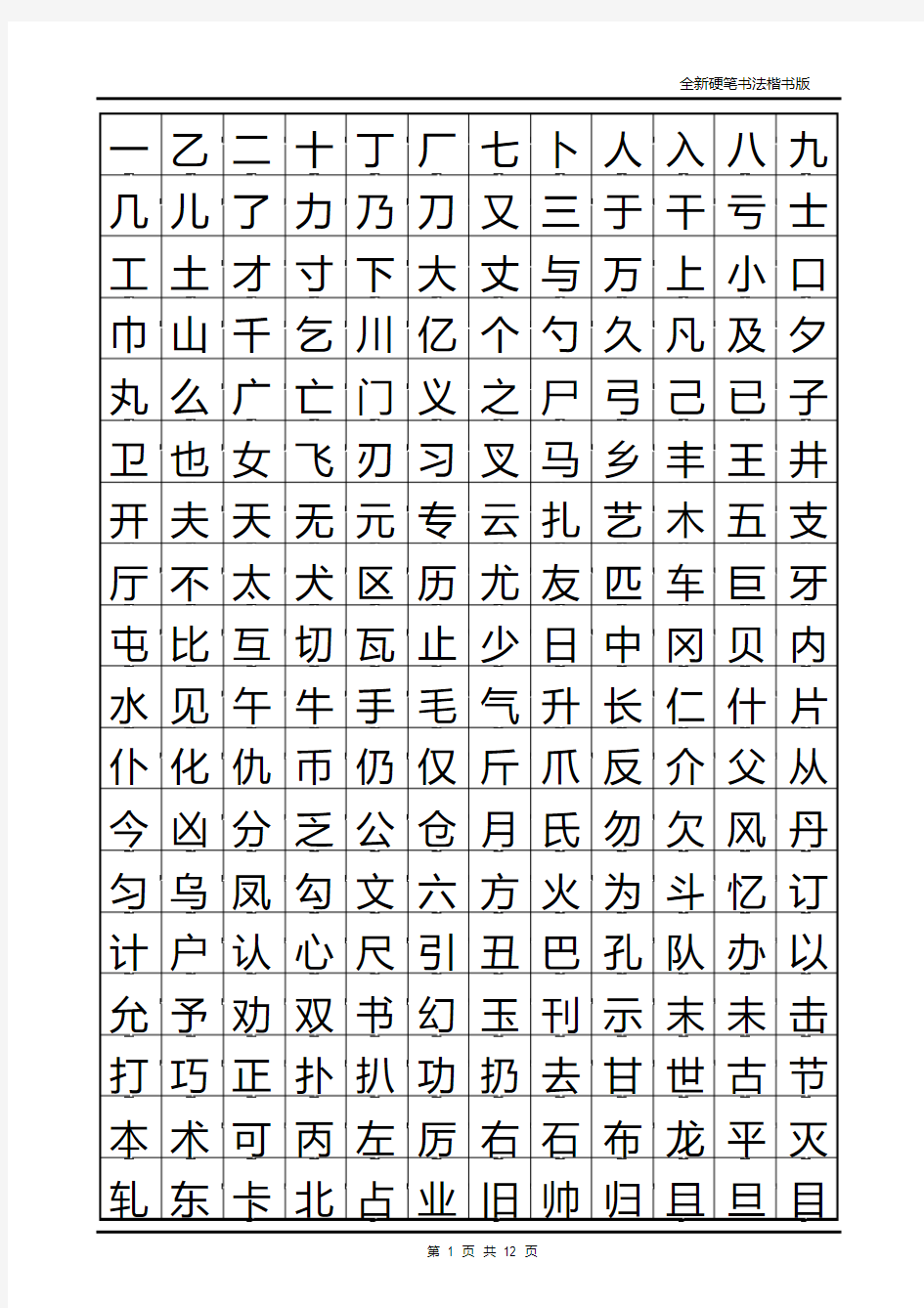 小学生硬笔书法字帖(2500个常用字行楷)文件